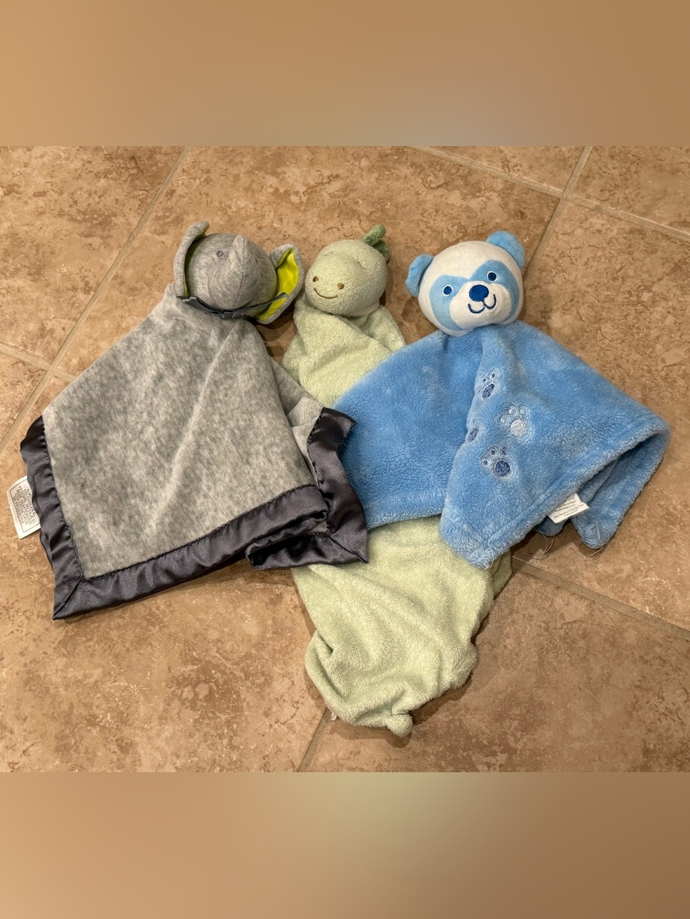 Carters baby lovies stuffed animal blankets elephant, dinosaur, and bear